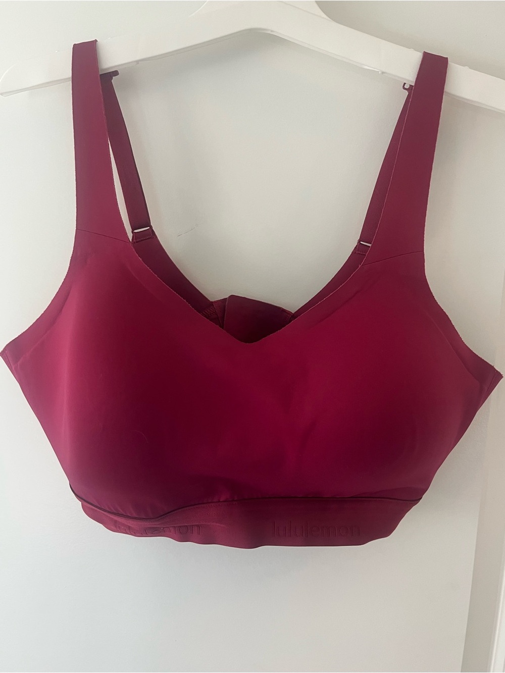 Lululemon Run Times Bra Maroon 12/14 B-G Cup High Support Slight Bend At Band
